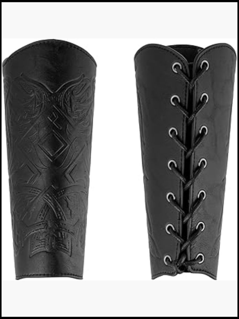 Medieval Faux Leather Wrist Guard Adjustable Viking Bracer Norse Symbol Arm